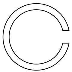 White Fill Black Outline Landolt Ring Vision Test Icon
