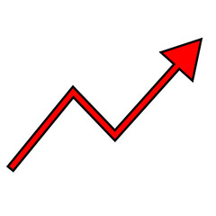 Black Bordered Red Zigzag Upward Arrow Icon
