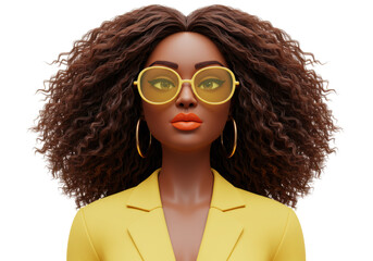 Isolated Stylish African American Woman with Retro Glasses