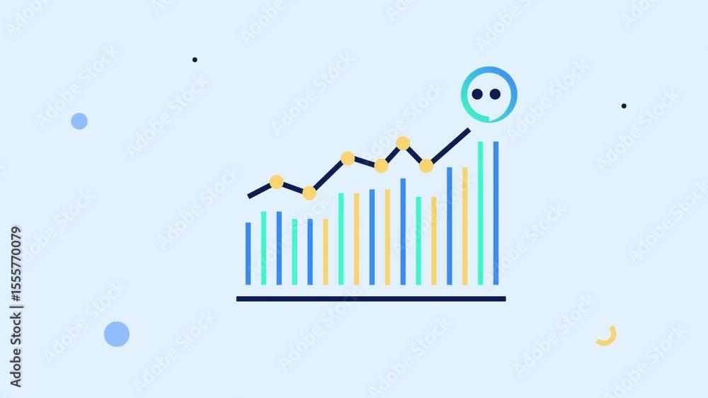 Poster rising graph with smiling emoji showing positive feedback and performance growth