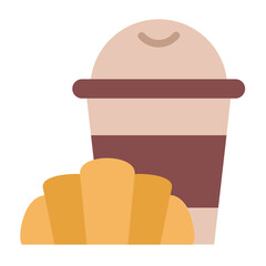 coffee and croissant icon	