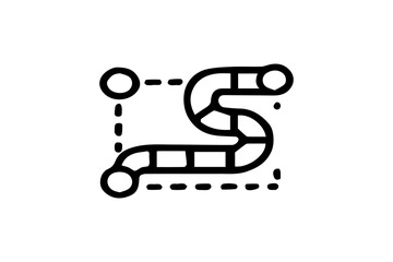 This icon illustrates a winding game pathway or level route, typically used in board games or mobile games to show progression from a starting point to a finish.