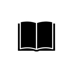 An open book icon, isolated on white background, is a simple black silhouette