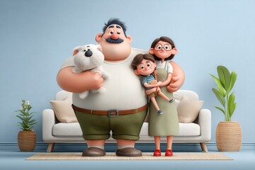 Cute cartoon family banner