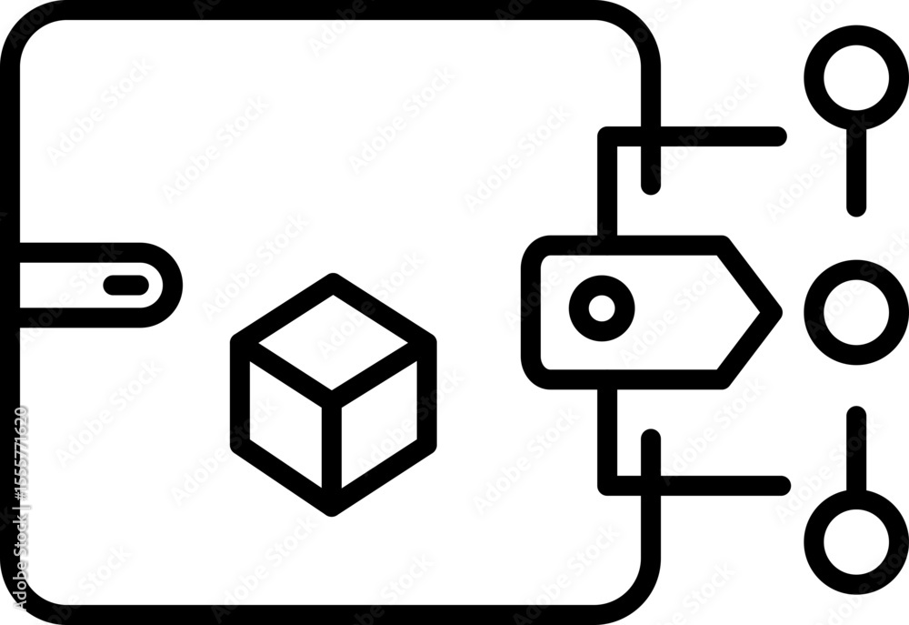 Poster digital wallet icon blockchain cryptocurrency tag and network connection representing secure online 