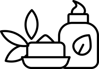 Natural skincare product organic cream herbal leaves wellness beauty healthy lifestyle eco friendly spa relaxation self care outline icon