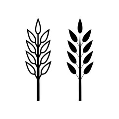 Two stylized wheat stalks, isolated on white background