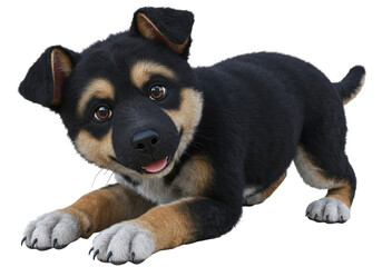 Isolated Adorable Playful Puppy with Black and Brown Fur