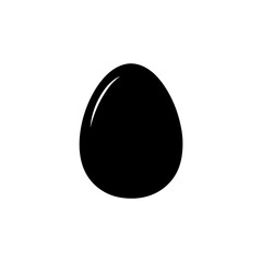 A black silhouette of an egg isolated on white background