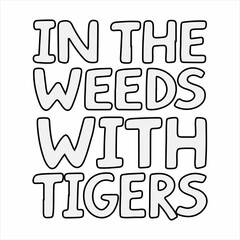 In the Weeds with Tigers – Majestic Predators Hidden in Jungle Foliage Vector Illustration