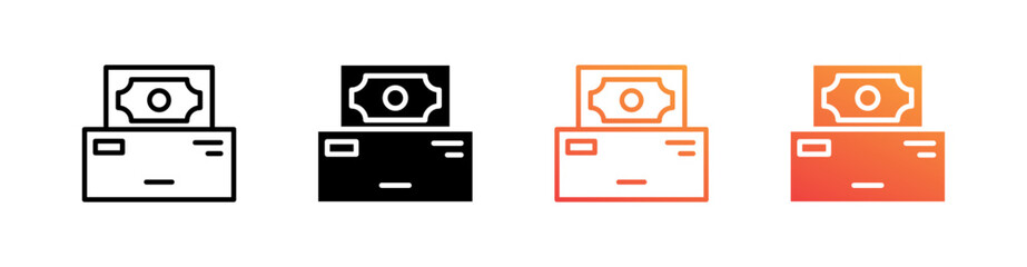 Cheque Multiple Style Icon Set Vector 