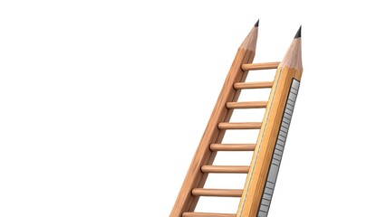  The pencil ladder stands upright against a clean, minimalist background 