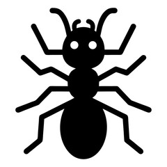 Obraz premium A simple black ant illustration with six legs and two antennae on a white background