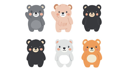 Adorable kawaii bear vector graphic design with rounded features, pastel colors, and joyful expression, perfect for children's products, stickers, greeting cards, nursery decor, and playful branding 