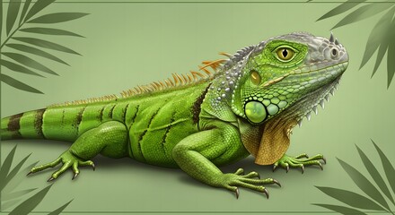 Obraz premium Green Iguana Illustration