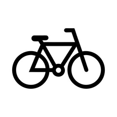 A simple black and white line drawing of a bicycle with seat handlebars and two wheels shown