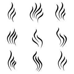 Nine abstract steam icons isolated on white background