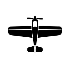 A black airplane icon isolated on white background © Rehan