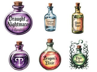 Vintage Halloween Potion Labels