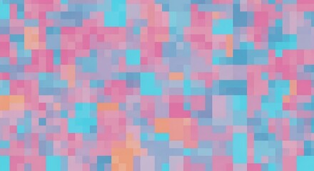 Pastel Pixel Mosaic: Abstract Digital Art in Soft Pink, Blue, and Peach Hues