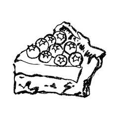 Hand-drawn blueberry Cheesecake doodle illustration