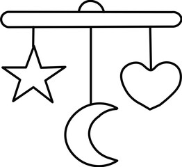 star crescent moon and heart shape line icon happy ramdan vector on white background