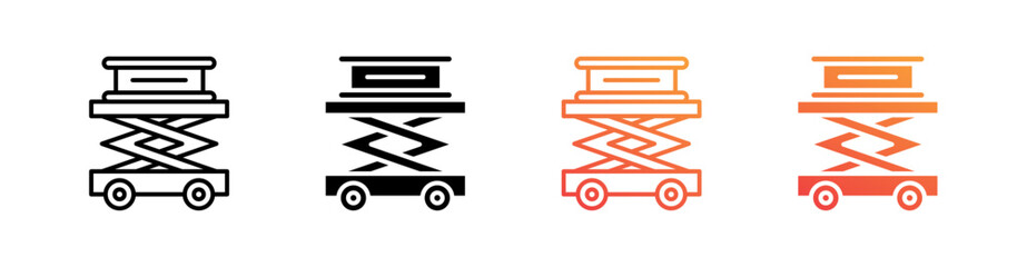 Scissor Lift Multiple Style Icon Set Vector  © Dhanis