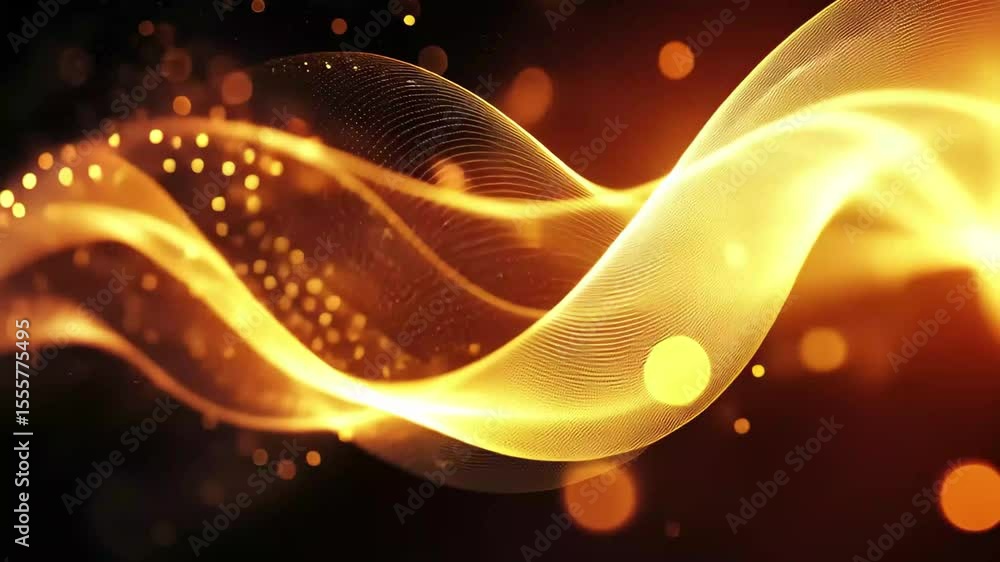 Poster abstract particle wave with connected dots creating a dynamic visual in rich colors, abstract partic
