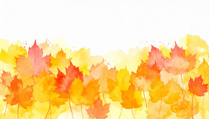 Watercolor paintings of the natural scenery of autumn. Watercolor strip with a touch of soft color. Freehand drawing design element on a white background. 