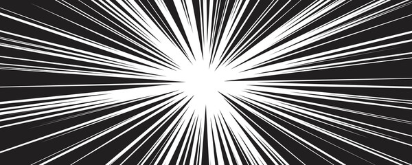 Explosion Burst Radial Light Beam Crush Glass. Speed Circle Spread Explode Effect for Anime Manga Comic Background. Vector Illustration