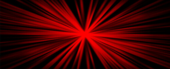 Naklejka na ściany i meble Explosive red light rays, radiate lines burst effect. Sunburst beams, dynamic red streaks background for speed power sport, heat weather, sci-fi and technology, comic manga art. Vector illustration
