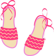 Pink Ribbon Strap Sandals with Zigzag Pattern for a Playful Summer Style