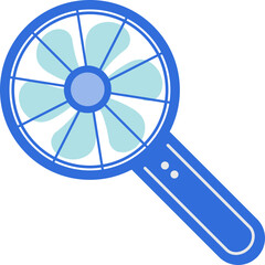 Cute Blue Handheld Fan Illustration