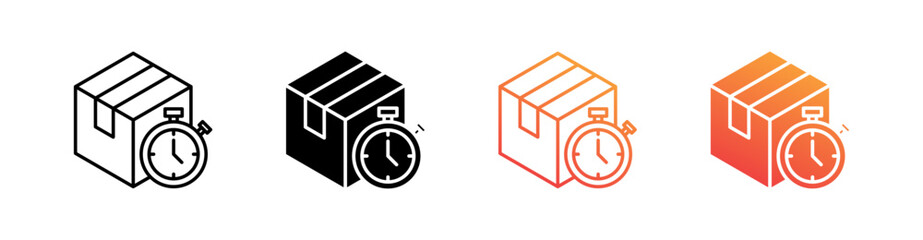 Delivery Time Multiple Style Icon Set Vector 
