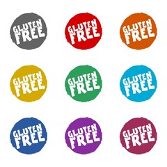 Gluten free circle icon isolated on white background. Set icons colorful