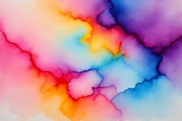 Vibrant Watercolor Abstract Painting with Blending Colors and Organic Flow