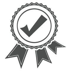 Quality Approved Badge with Check Mark and Ribbon Icon Illustration