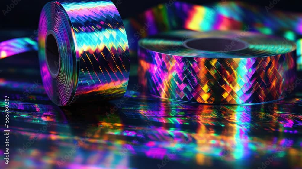 Poster a roll of foil tape sits on top of a table, ready for use