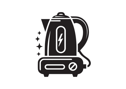 black electric kettle with lightning bolt clip art preview