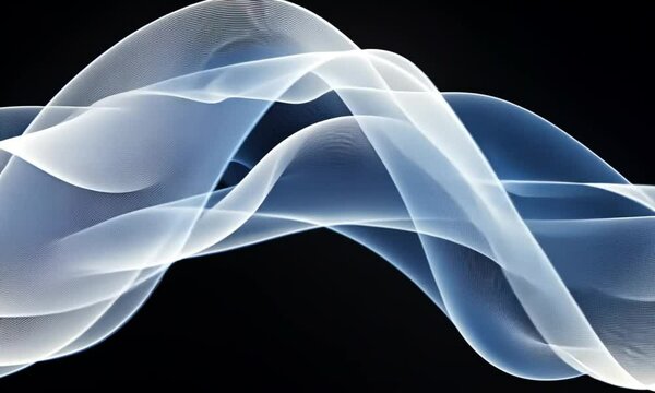 Abstract Wavy Lines Flowing on Black Background