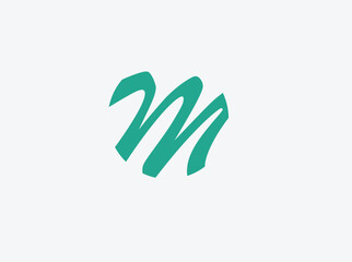 Obraz premium Minimal green handwritten letter m logo, clean and modern typography vector.
