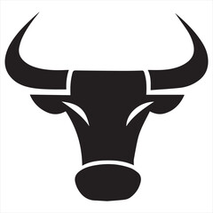 Minimal Bull Logo Design, Silhouette Style Vector Graphic, Bold and Modern Minimalist Bull Icon for Branding, Sports Teams, Finance Businesses, and Strong Animal Logos
