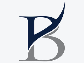 Elegant letter b logo with dynamic curve accent in serif style typography. © kharis
