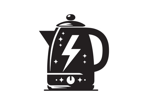 black electric kettle with lightning bolt clip art preview