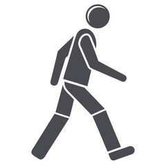 Simple Dark Gray Walking Person Icon on a White Background