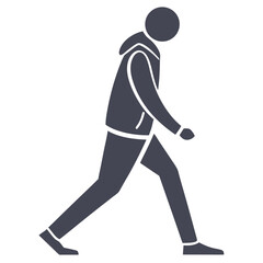 Silhouette of a person walking with head down wearing a hoodie