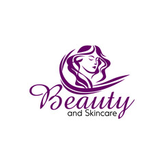 Beauty Woman Face logo design template, Abstract design concept for beauty salon, massage, cosmetic and spa and Skin Care Logo Product vector illustration