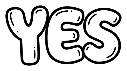 yes word outline typography vector for design and print