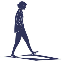 Fototapeta premium Silhouette of a Woman Walking in Business Casual Attire with Confidence