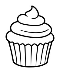 cupcake outline vector icon for sweets and party theme